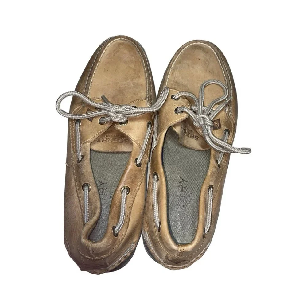 Sperry Top-Sider 0777894 Men's Size 9W Tan Leather Boat Shoes